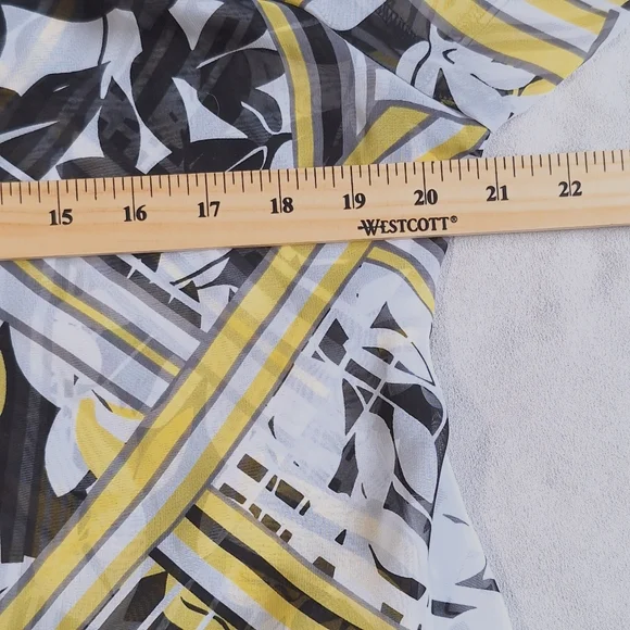 Tanjay Yellow Black Semi Sheer Blouse, Large - Picture 6 of 10